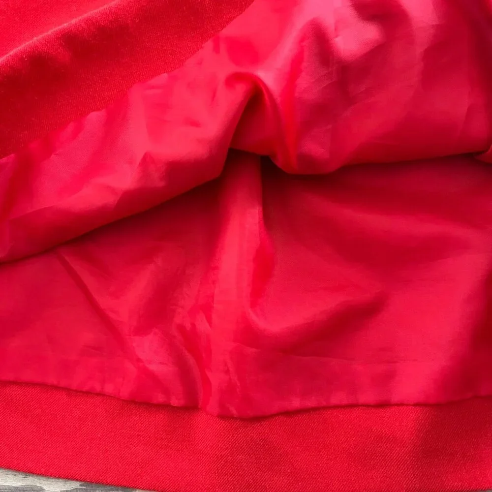 J. Crew Wool Blend Mini Skirt Womens 4 Red Elastic Waist Pockets Preppy